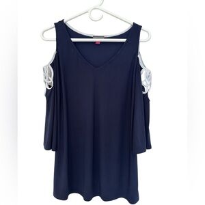 Coco Bianco Blue Cut Out Blouse -size M -EUC